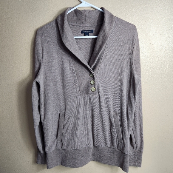 Banana Republic Womens Tan Shawl Collar Knit Pullover-Size L - Picture 1 of 6